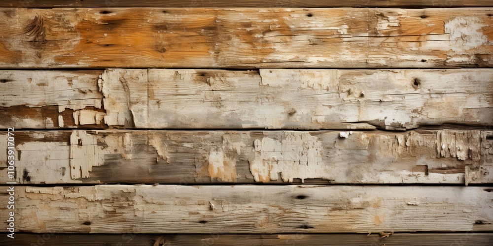 A weathered wooden surface with peeling paint and exposed knots, showing signs of age and wear A weathered wooden surface with peeling paint and exposed knots, showing signs of age and wear