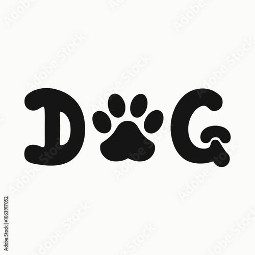 Dog Text With Paw Print Vector illustration on a isolated white background (7)