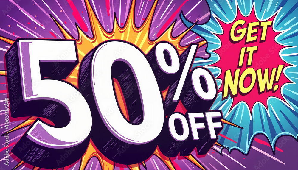 Bold 50% off sign with dynamic Bold 50% off sign with dynamic