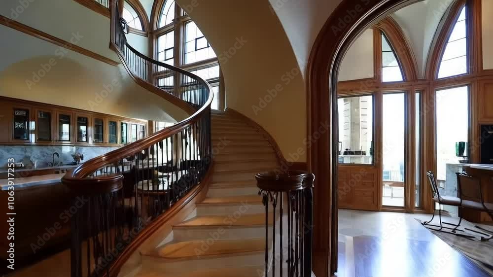 Explore beautifully designed interior spaces of homes or buildings, emphasizing architectural features like staircases, arches, and large windows.
Explore beautifully designed interior spaces of homes or buildings, emphasizing architectural features like staircases, arches, and large windows.