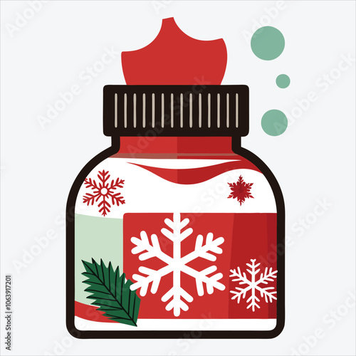 Christmas Day, Peppermint Frost Ointment silhouette white background illustration, Generative Ai,