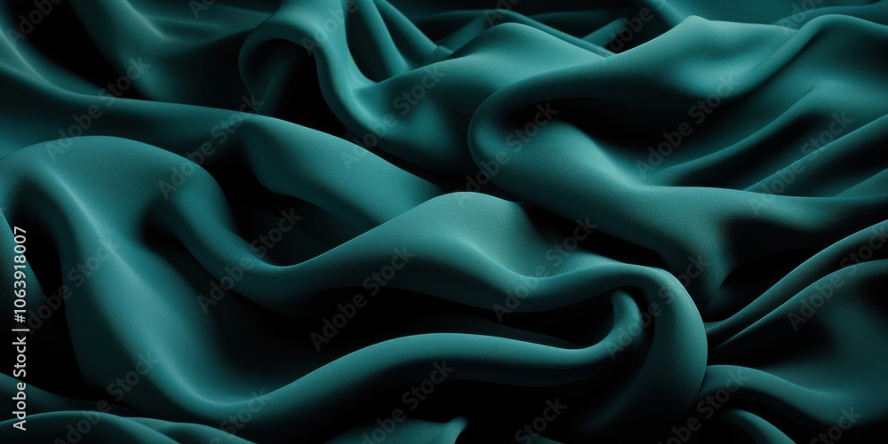 Obraz premium Abstract Drapery of Teal Fabric With Soft, Flowing Curves