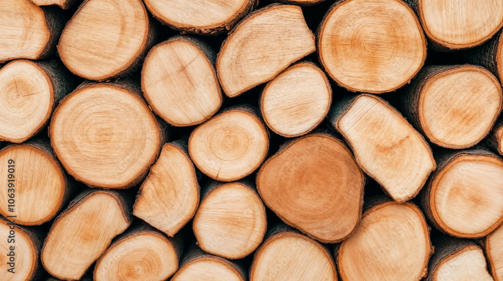 Dry Firewood, Stacked in Neat Piles, with the Detailed Texture of the Wood. Pieces of Firewood. Dry Firewood, Stacked in Neat Piles, with the Detailed Texture of the Wood. Pieces of Firewood.