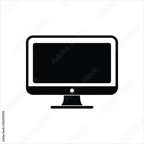 A vector silhouette of a computer monitor with a white background.