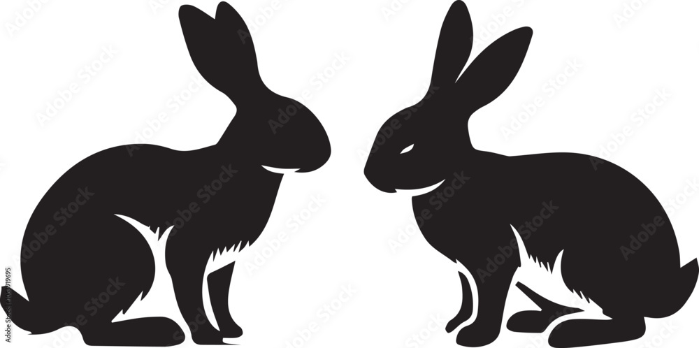 Naklejka premium Rabbit silhouette vector EPS SET