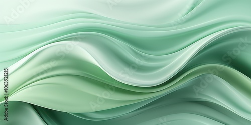 Abstract Green Flowing Waves, a Digital Artistic Representation of Movement and Fluidity