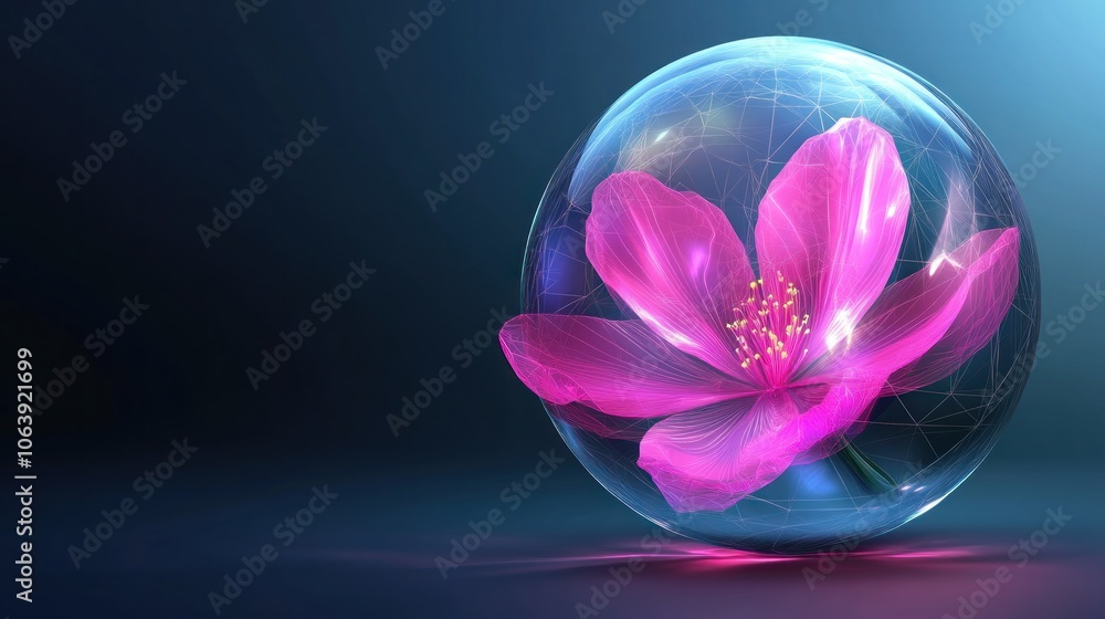 A Pink Flower in a Glass Sphere A Pink Flower in a Glass Sphere
