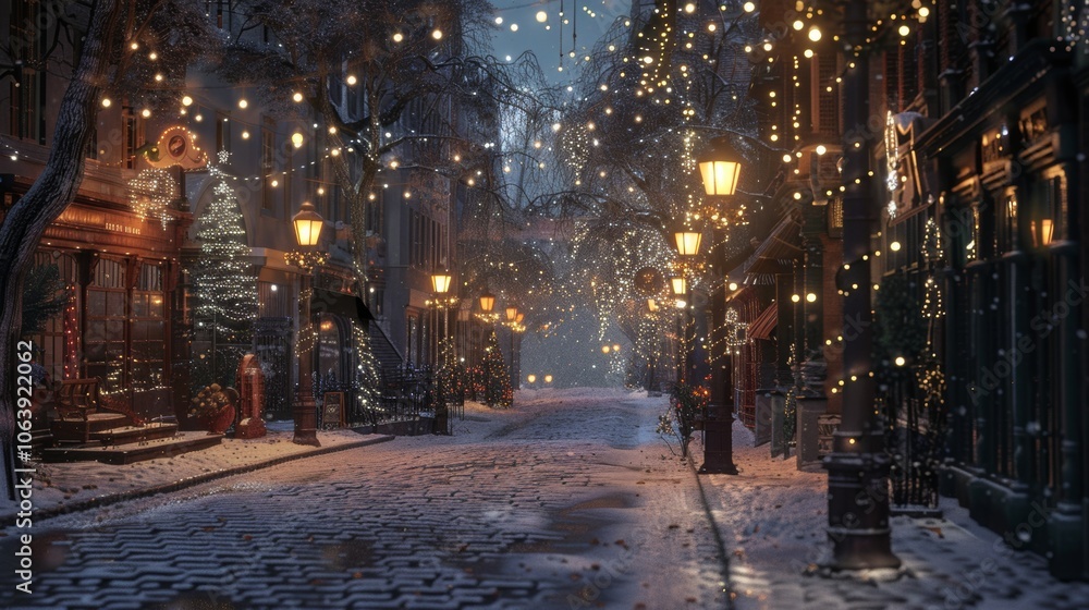 Snowy Christmas Street Scene Snowy Christmas Street Scene