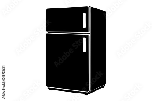 Refrigerator vector silhouette or modern line symbol. Vector line art and icon design with bold outline. Black and white Pixel Perfect minimalistic symbol isolated on white.