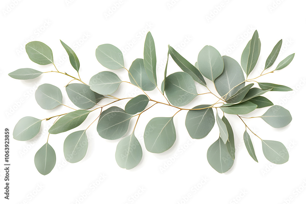Naklejka premium Watercolor green eucalyptus branch isolated on white