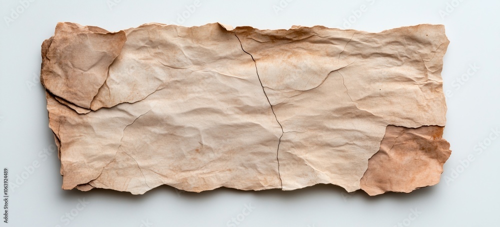 Ancient textured parchment paper with cracks on neutral background Ancient textured parchment paper with cracks on neutral background