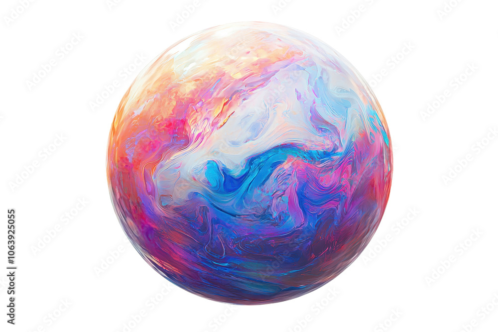 Vibrant abstract sphere resembling a planet with swirling colors of pink, blue, and white, creating a mesmerizing cosmic look. Vibrant abstract sphere resembling a planet with swirling colors of pink, blue, and white, creating a mesmerizing cosmic look.