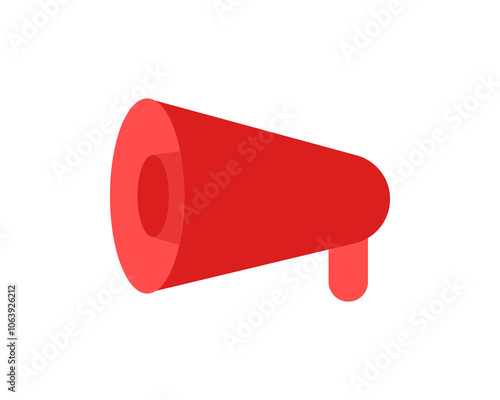 Red horn loudspeaker. Vector simple color flat illustration.