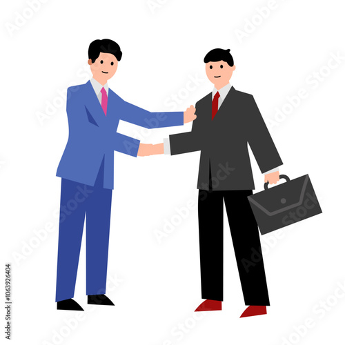 Men shake hands. Vector simple color flat illustration.