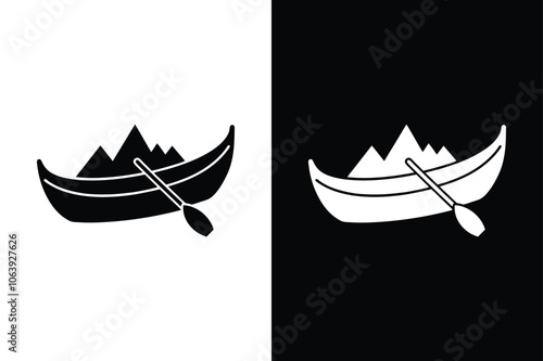 Canoe icon on White Background Vector Art Illustration on white background.	