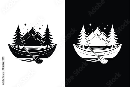 Canoe icon on White Background Vector Art Illustration on white background.	
