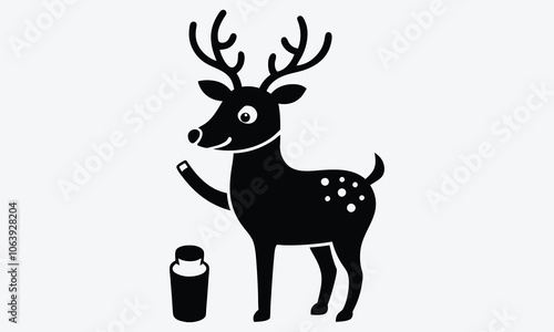 Christmas Day, Reindeer Repair Ointment vector white background illustration Generative Ai