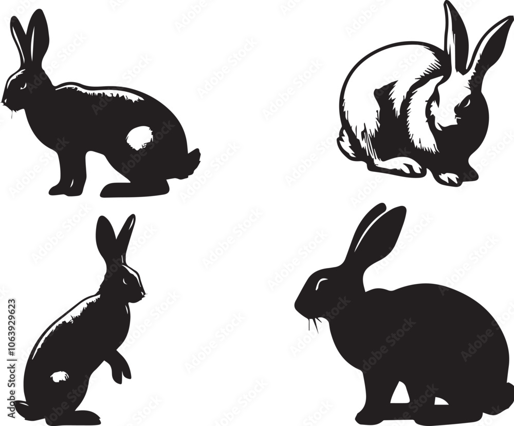 Obraz premium Rabbit silhouette vector EPS SET