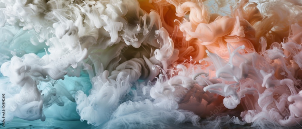 Swirls of color blend in water, creating a mesmerizing display of clouds in motion, evoking an ethereal and dreamy atmosphere. Swirls of color blend in water, creating a mesmerizing display of clouds in motion, evoking an ethereal and dreamy atmosphere.