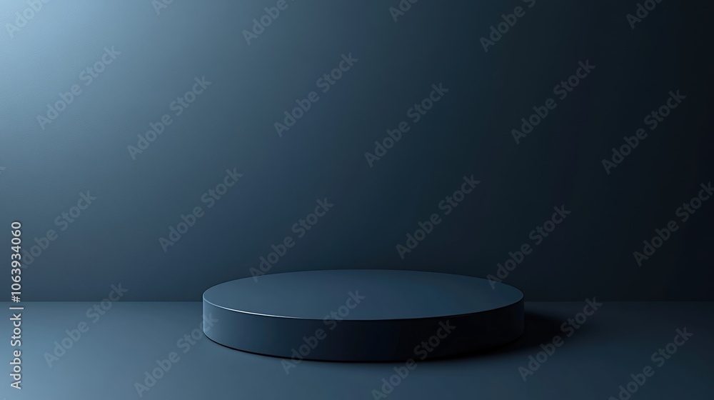 A dark, minimalist display featuring a round pedestal against a smooth, gradient wall, Ideal for showcasing products or branding in a clean, sophisticated manner, enhancing visual focus, A dark, minimalist display featuring a round pedestal against a smooth, gradient wall, Ideal for showcasing products or branding in a clean, sophisticated manner, enhancing visual focus,