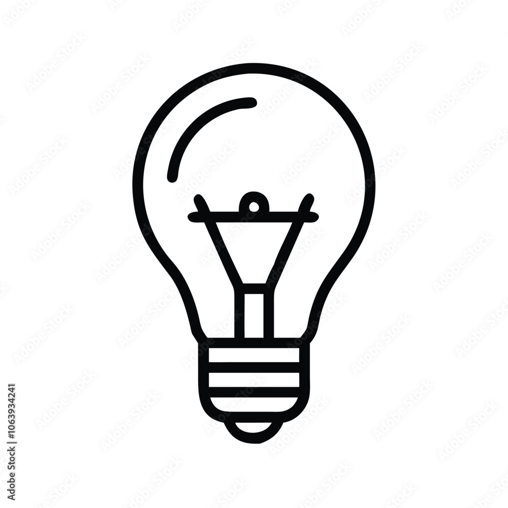 Simple light bulb icon in black outline, Minimalistic black outline of a light bulb, symbolizing ideas, creativity, and inspiration in a clean and classic design.
Simple light bulb icon in black outline, Minimalistic black outline of a light bulb, symbolizing ideas, creativity, and inspiration in a clean and classic design.