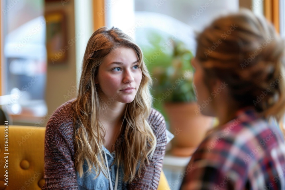 Student is talking to school counselor about college Student is talking to school counselor about college