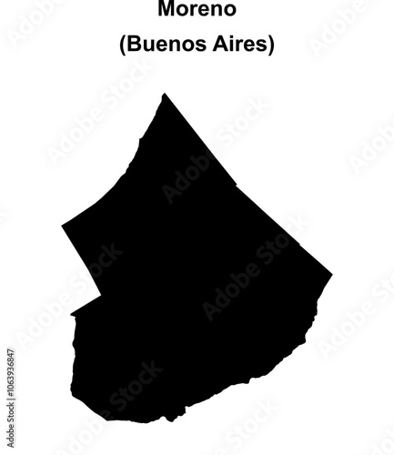 Moreno department (Buenos Aires) blank outline map