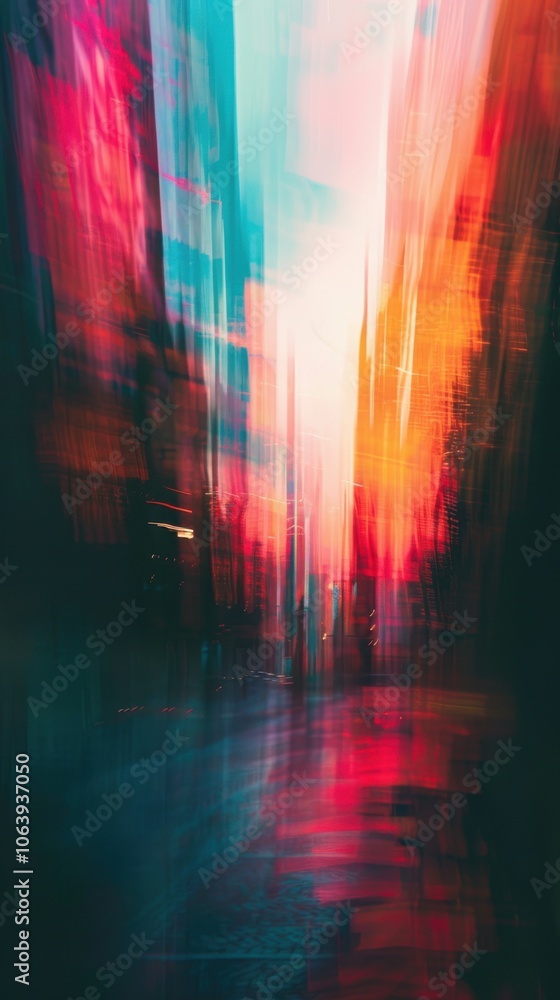 Fototapeta premium Blurred of a city street with a red light