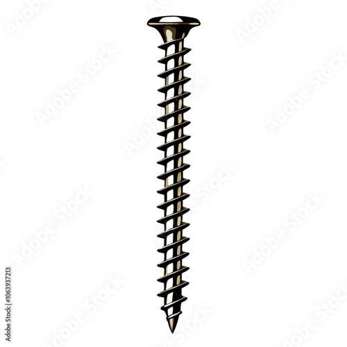 Metal screw side view Industrial or DIY element for fixing Isolated realistic vector illustration (3)