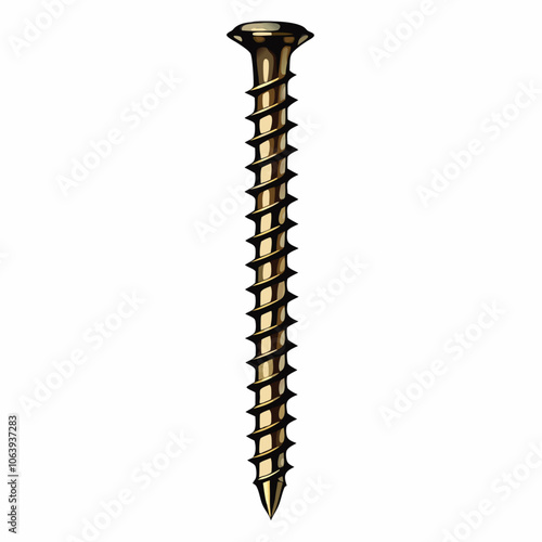 Metal screw side view Industrial or DIY element for fixing Isolated realistic vector illustration (9)