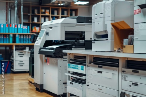 Interior of a modern office printshop