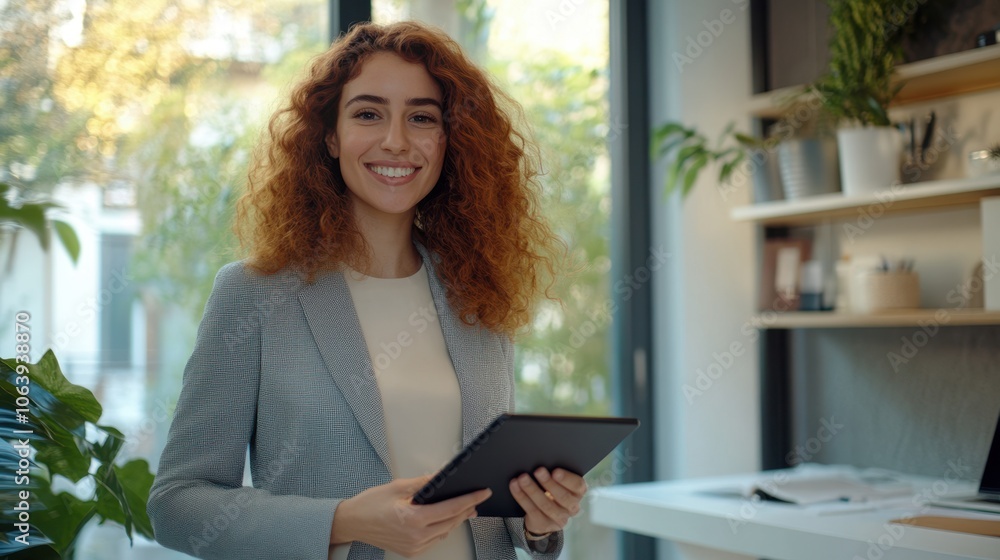 The Smiling Woman with Tablet The Smiling Woman with Tablet