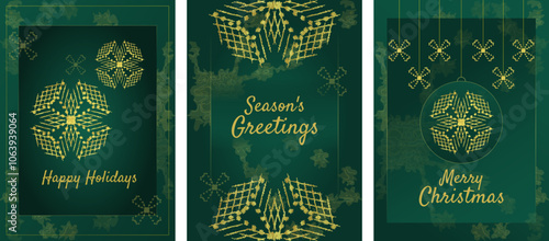 Green and Gold abstract ornament Christmas card concept design