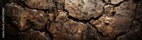 Close-up of a Cracked Brown Rock Surface