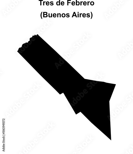 Tres de Febrero department (Buenos Aires) blank outline map