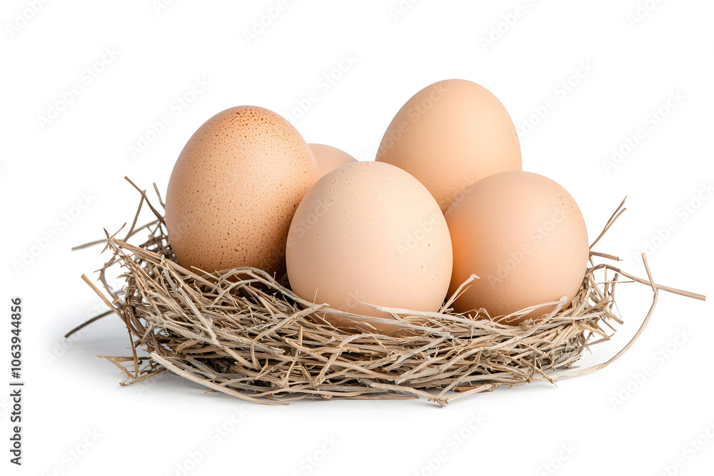 Nest with eggs isolated on white background Nest with eggs isolated on white background