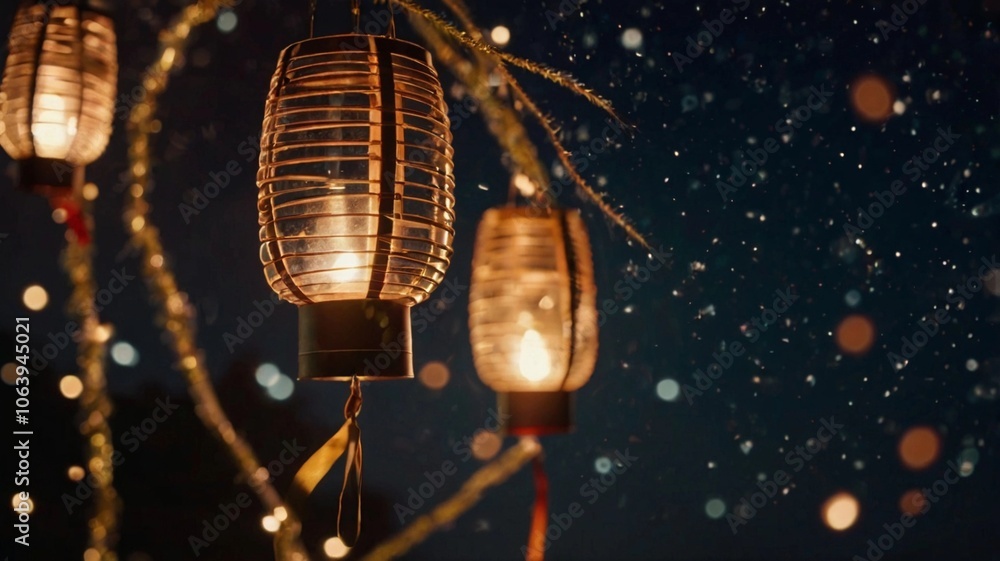 Bengal lights, fireworks and New Year's lanterns