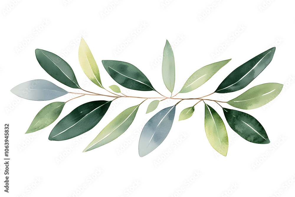 Naklejka premium Watercolor green eucalyptus branch isolated on white