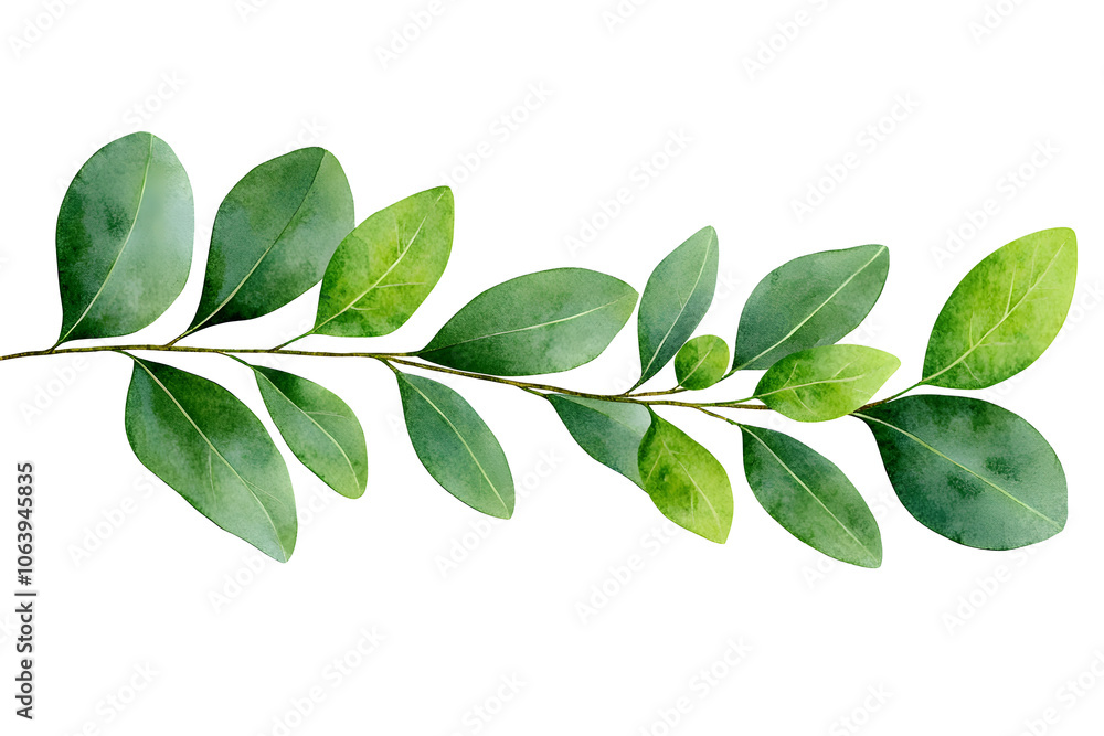 Watercolor green eucalyptus branch isolated on white Watercolor green eucalyptus branch isolated on white