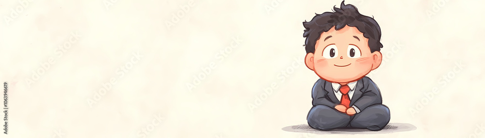 A charming illustration of a cartoon character dressed in a suit sitting comfortably with a joyful expression. This artwork captures a playful essence perfect for children's content A charming illustration of a cartoon character dressed in a suit sitting comfortably with a joyful expression. This artwork captures a playful essence perfect for children's content