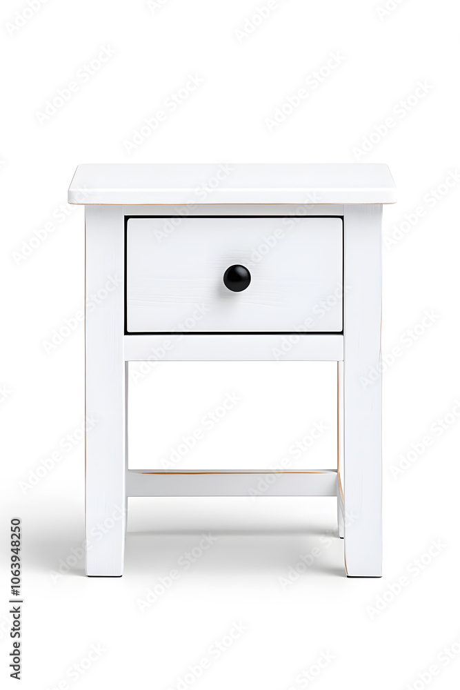 Wooden bedside table, Minimalist Scandinavian style, isolated on white background Wooden bedside table, Minimalist Scandinavian style, isolated on white background