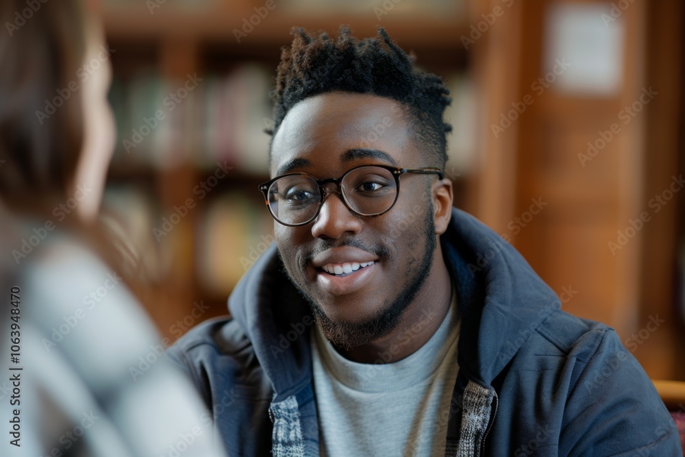 Student is talking with a school counselor about college Student is talking with a school counselor about college