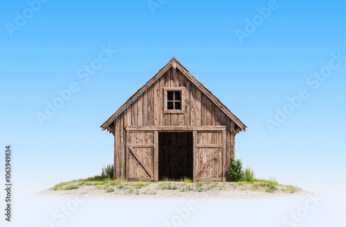 A shack from a famous western film set is seen in the Santa Monica Mountains National Recreation Area near Los Angeles. The shack was destroyed by the 2018 Wolsey fire. It is isolated on a cut out photo