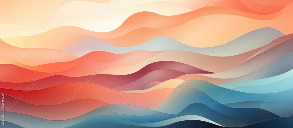 Abstract waves in warm and cool colors create a soothing, modern design. Abstract waves in warm and cool colors create a soothing, modern design.