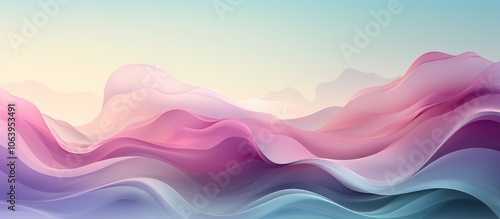 Abstract wavy landscape in soft pastel colors, evoking tranquility and serenity.