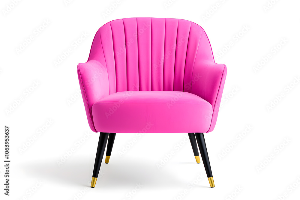 Velvet chair in art deco style isolated on white transparent background Velvet chair in art deco style isolated on white transparent background