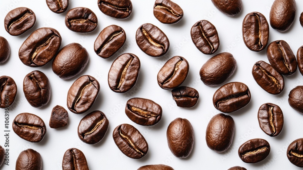 Dark Roasted Coffee Beans on a White Surface Dark Roasted Coffee Beans on a White Surface
