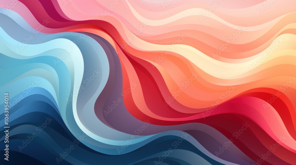 Fototapeta premium Abstract wavy patterns in vibrant colors create a dynamic and soothing visual experience.