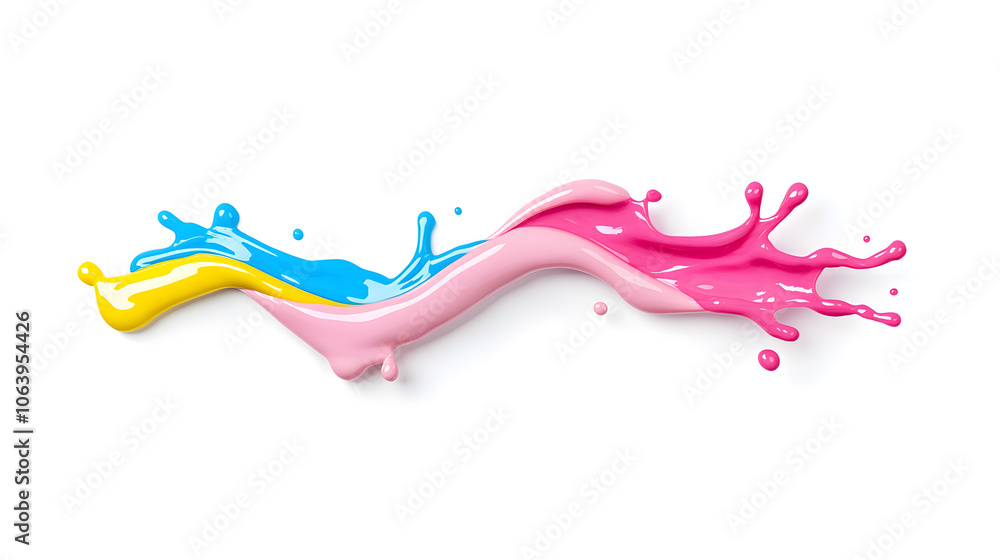 Naklejka premium Rainbow paint splash dripping isolated on white background