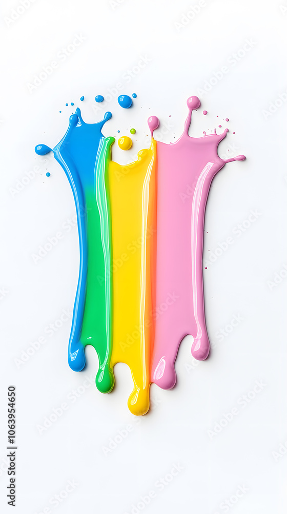 Naklejka premium Rainbow paint splash dripping isolated on white background